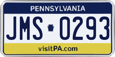 PA license plate JMS0293