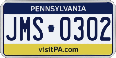 PA license plate JMS0302