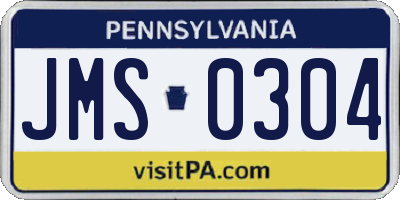 PA license plate JMS0304