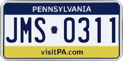 PA license plate JMS0311