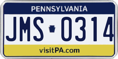 PA license plate JMS0314