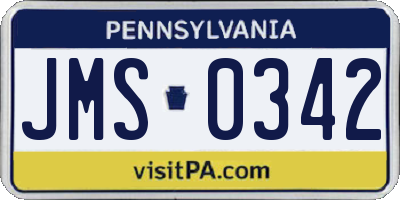 PA license plate JMS0342