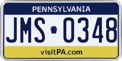 PA license plate JMS0348