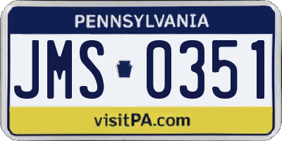 PA license plate JMS0351