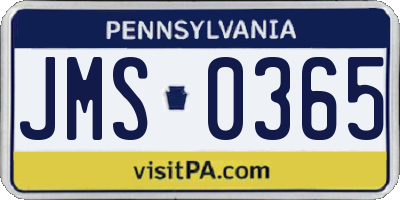 PA license plate JMS0365