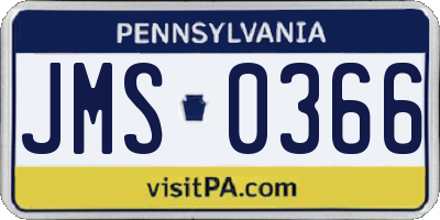 PA license plate JMS0366
