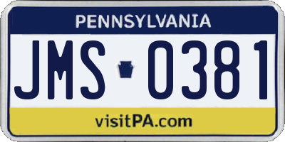 PA license plate JMS0381