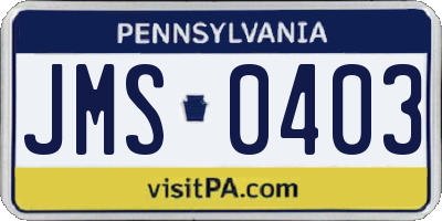 PA license plate JMS0403