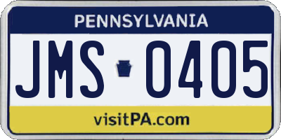 PA license plate JMS0405