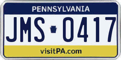 PA license plate JMS0417