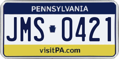 PA license plate JMS0421