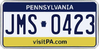 PA license plate JMS0423