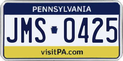 PA license plate JMS0425