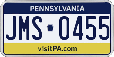 PA license plate JMS0455