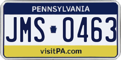 PA license plate JMS0463