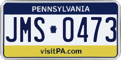PA license plate JMS0473