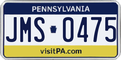 PA license plate JMS0475