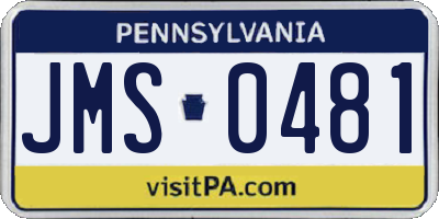 PA license plate JMS0481