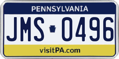 PA license plate JMS0496
