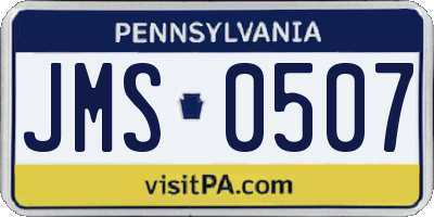 PA license plate JMS0507