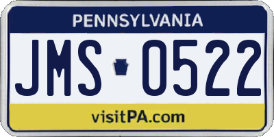 PA license plate JMS0522