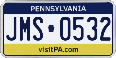 PA license plate JMS0532