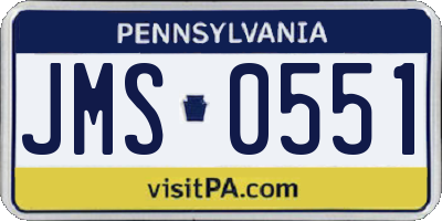 PA license plate JMS0551