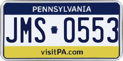 PA license plate JMS0553