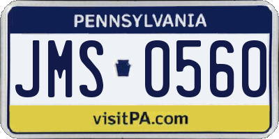 PA license plate JMS0560