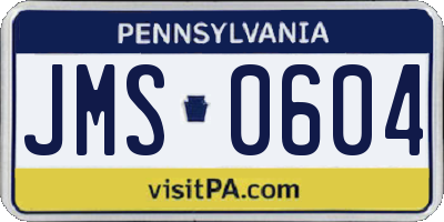 PA license plate JMS0604
