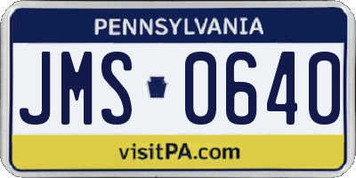 PA license plate JMS0640