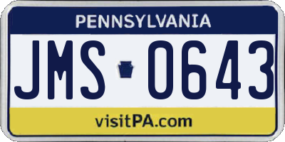 PA license plate JMS0643