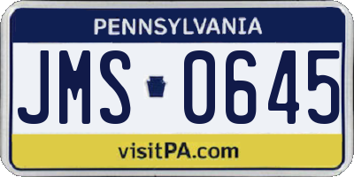 PA license plate JMS0645