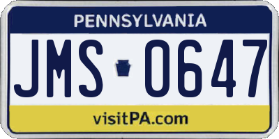 PA license plate JMS0647