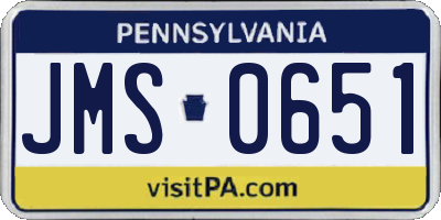 PA license plate JMS0651