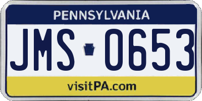 PA license plate JMS0653