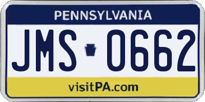 PA license plate JMS0662