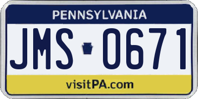 PA license plate JMS0671
