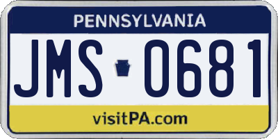 PA license plate JMS0681