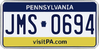 PA license plate JMS0694