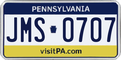PA license plate JMS0707