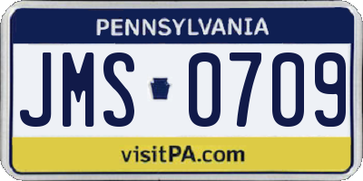 PA license plate JMS0709