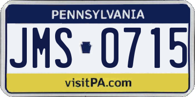 PA license plate JMS0715