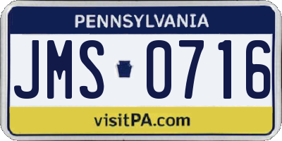PA license plate JMS0716