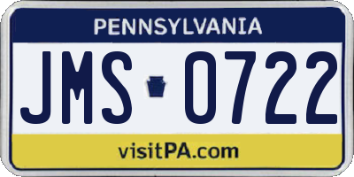 PA license plate JMS0722