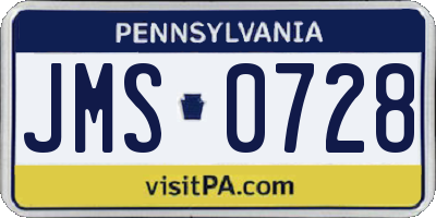 PA license plate JMS0728