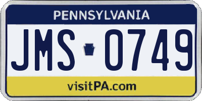 PA license plate JMS0749