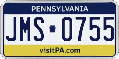 PA license plate JMS0755