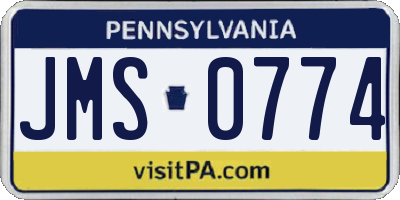 PA license plate JMS0774