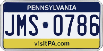 PA license plate JMS0786